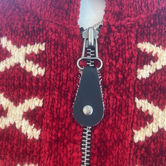 Vintage Y2K Wool Dia North of Boston Zip Up Cardigan Knit Sweater Red sz M EUC - Picture 13 of 17
